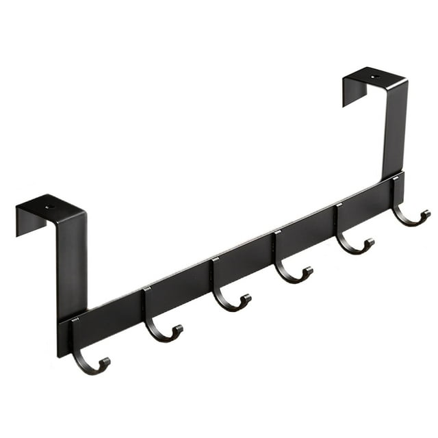 Gancho para colgar en la puerta, toallero para colgar en la puerta, perchero para colgar en la puerta, Corto Negro 6 Ganchos