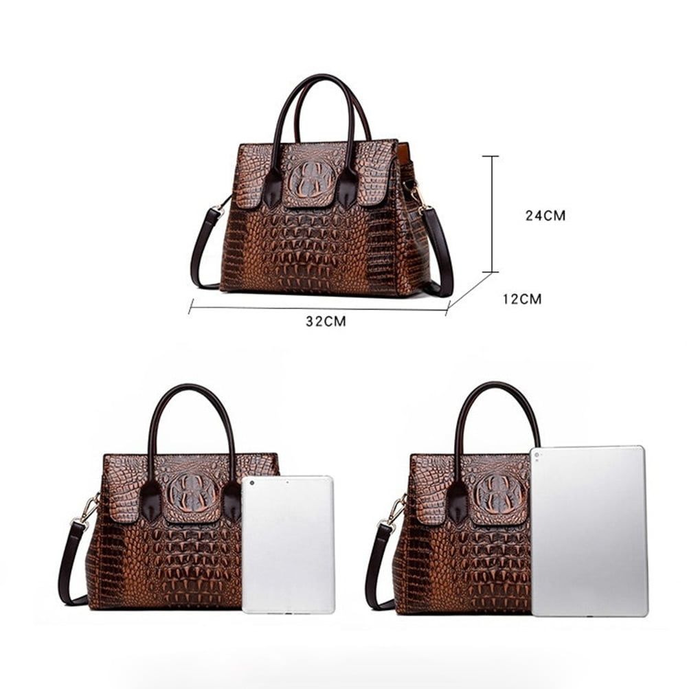 PIKADINGNIS Women Handbag Genuine Leather Bags Women Crocodile Luxury Handbags Women Bags Designer Crossbody Bags Female Retro Tote Handbags