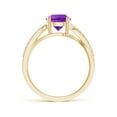 thumbnail image 2 of ANGARA Natural Round 1 ct Amethyst Twisted Diamond Shank Ring in 14K Yellow Gold for Women (Size-7mm) | February Birthstone, Birthday, Anniversary, Jewelry Gift for Women | Natural Amethyst Ring, 2 of 9