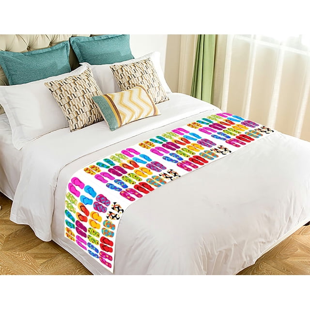 ABPHQTO Chanclas de playa coloridas con estampado de corredor de cama ropa de cama bufanda decoración de ropa de cama 50x240 cm ABPHQTO Bedrunner-ZK-61