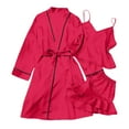 thumbnail image 4 of Ihph7 3 Piece Pajama Set for Women Robe Sets for Women Satin Pajama Set for Women Pajamas for Women Set Soft Pajama Set for Women's Sleepwear Matching Pajama Set for Women Red XL, 4 of 4