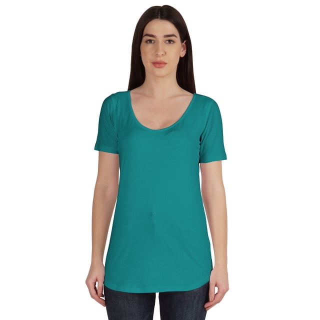 Inkmeso T-shirt Basique Col en U Été Manches Courtes Coton Uni Femmes