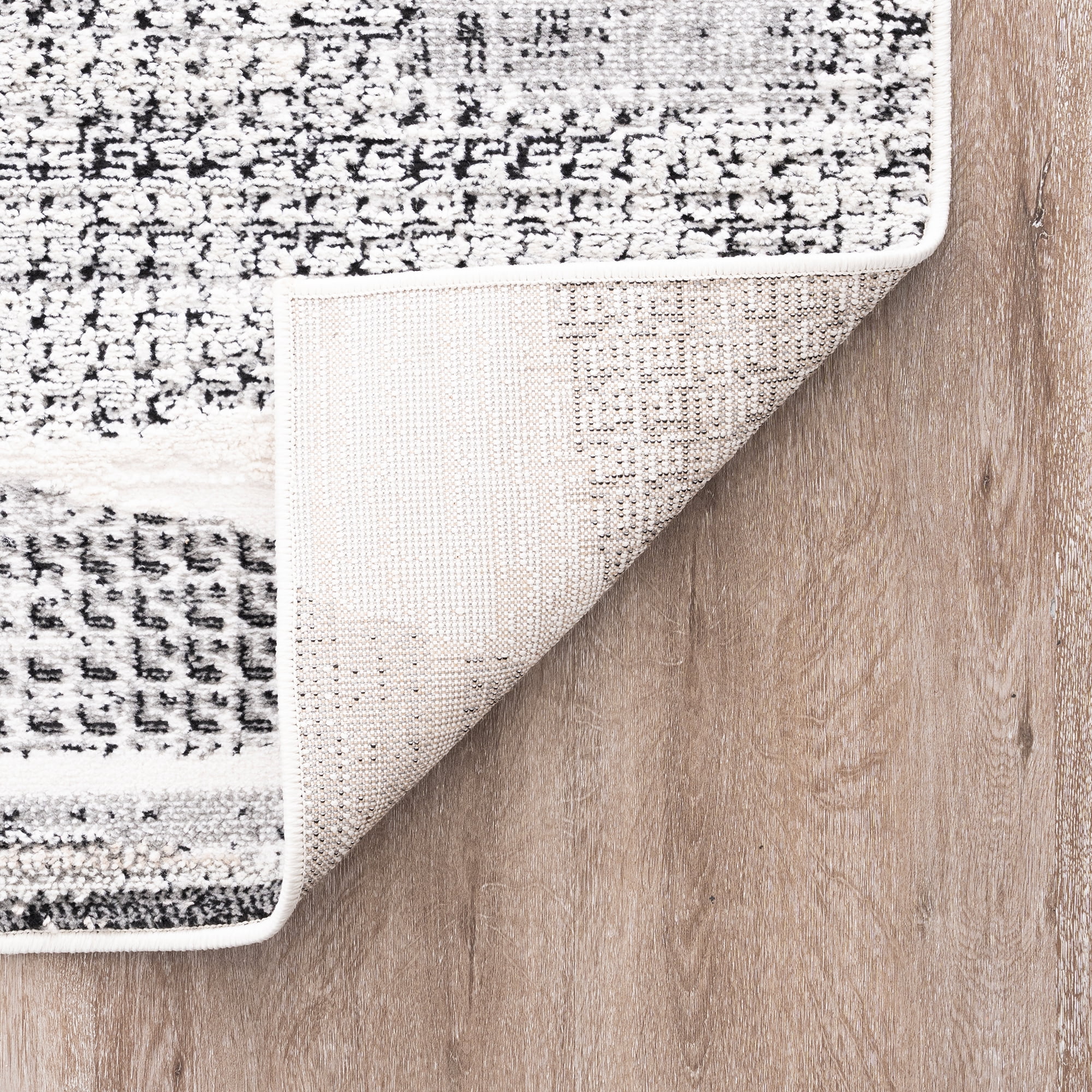 Alpha Contemporary 2' x 7' Gray and Beige Polyester Indoor Area Rug