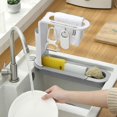thumbnail image 2 of Porte-éponge Évier Multifonction Organisateur Évier de Cuisine Extensible Étagère de Rangement - Blanc, 2 of 5