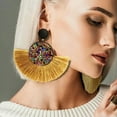 thumbnail image 5 of K-KED Tassel earrings women bohemian handmade geometric fringe rhinestone statement-#4, 5 of 9