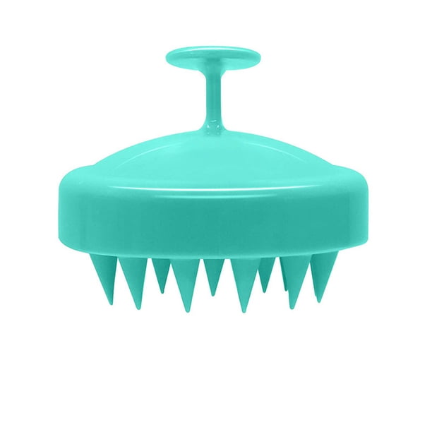 Cepillo para champú, cepillo para el cuidado del cuero cabelludo con masajeador de silicona suave (azul)