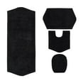 thumbnail image 3 of Home Weavers Waterford Collection 100% Cotton Non-Slip Bathroom Rug Set Machine Washable Toilet Lid Cover, U Shaped Contour, Bathroom Rug, Runner, Black Color 4 Piece Bath rug set, 3 of 8