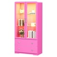 thumbnail image 5 of Heynemo 64'' Tall Display Cabinet with Acrylic Doors and LED Lights, Pink, 5 of 11