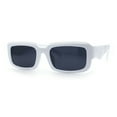 thumbnail image 6 of Womens Narrow Rectangle Mod Luxury Geometric Bevel Cut Arm Sunglasses White - Black, 6 of 8