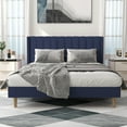 thumbnail image 2 of alazyhome Queen Size Upholstered Platform Bed Frame, Easy Assemble, Blue Velvet, 2 of 6