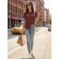 thumbnail image 6 of MOYIKO Short Sleeve Summer Tops for Women Casual Button Down Shirts Solid Business Work Blouses, 6 of 7