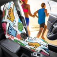 thumbnail image 4 of POLERO Cartoon Monster Doodle Waterproof Car Seat Cover, Sweat Proof Terry Cloth Non Slip Cover for Cars SUVs Sedans and Vans, 4 of 7