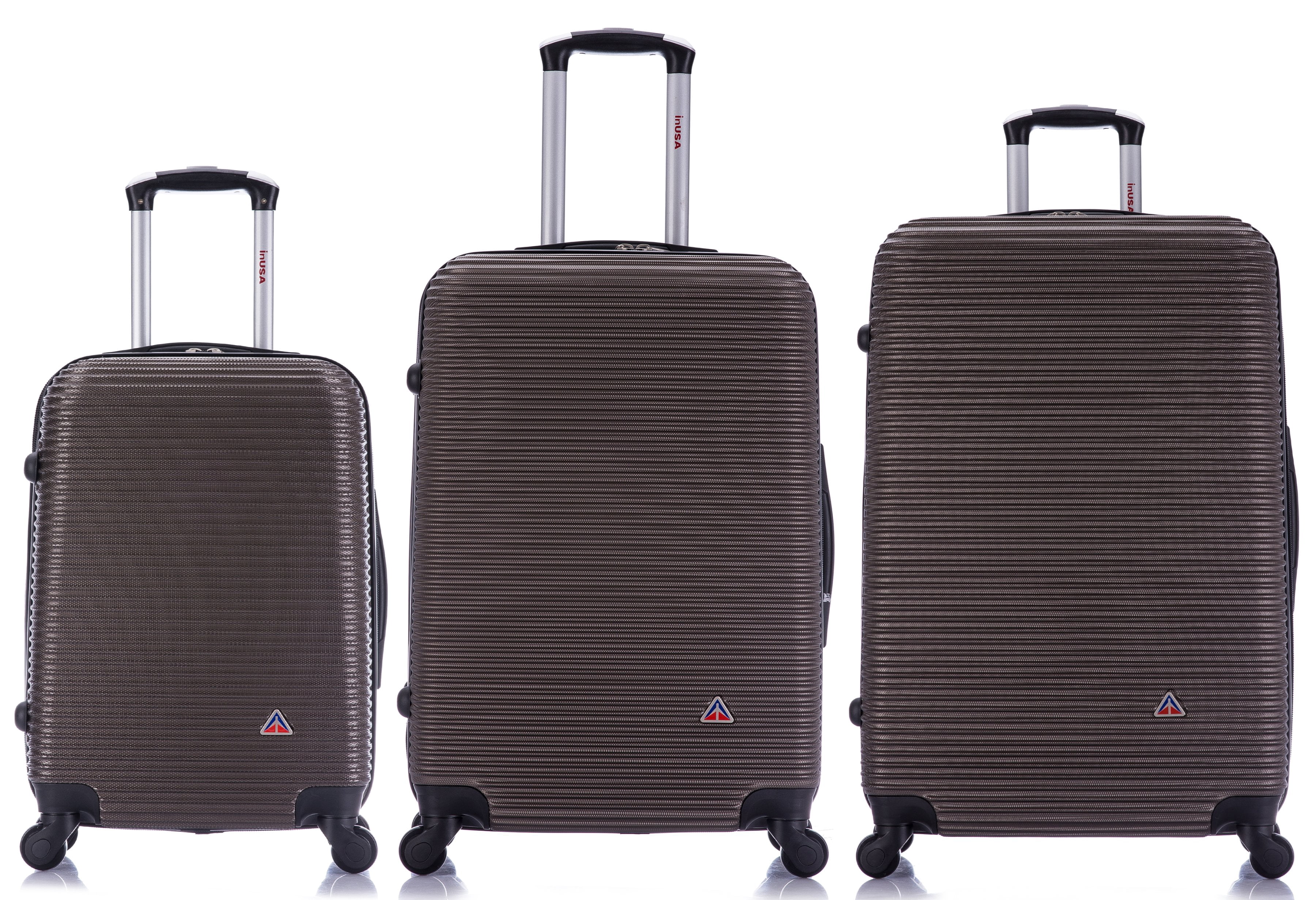 InUSA Royal 3-Piece Hardside Luggage Sets with Spinner Wheels, Handle, and Trolley, (20"/24"/28"), Brown