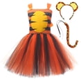 thumbnail image 6 of LPKRT Girls 3 Piece Dress Outfits Color Block Tutu Dress With Tiger Ear Headband And Tail Celebration Party Clothing Sets Orange 2-3 Years, 6 of 8