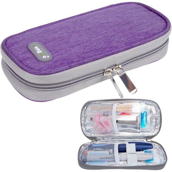 SUNMON Insulin Cooler Travel Case - Insulin Pen Cooler Travel Case, Suitable for Diabetic Insulin Travel Case, Medication Cooler for Travel (Purple)