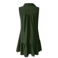 thumbnail image 5 of OSOLU Women Casual V-Neck Sleeveless Dress Button Front Solid Color Everyday Summer Spring Basic Dresses Lovely Sundress Wedding Guest Dress, 5 of 5