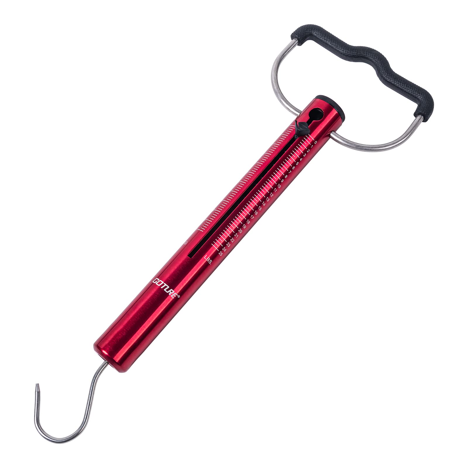 GOTURE Aluminum Tubular Spring Scale, Tube Fishing Scale, Hanging Spring Scales with Hook 25LB