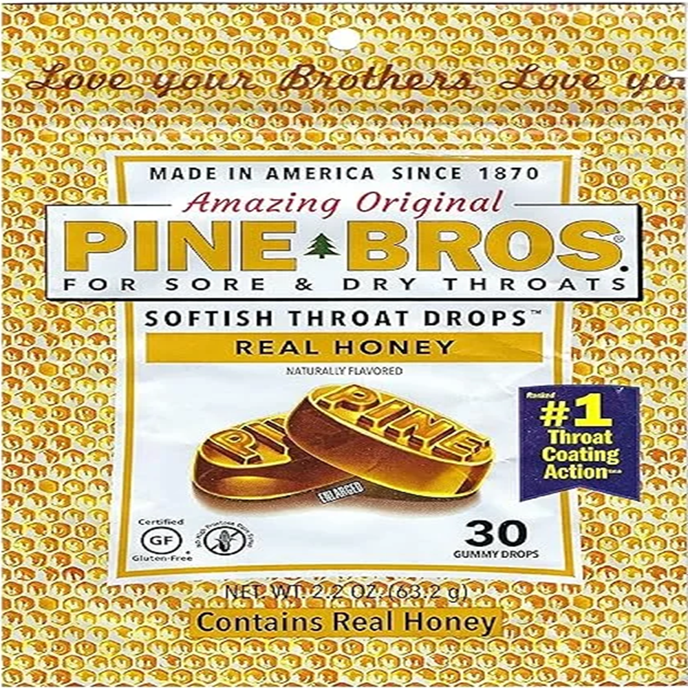 Pine Bros Throat Drops, Honey & Wild Cherry Flavor, Soft Lozenges, 12 Count