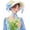 Light Blue, variant on Victorian Womens Tea Party Sun Hat Lolita Bows Florals Flat Straw Hats Womens Wide Brim Sun Hat with Wind Lanyard