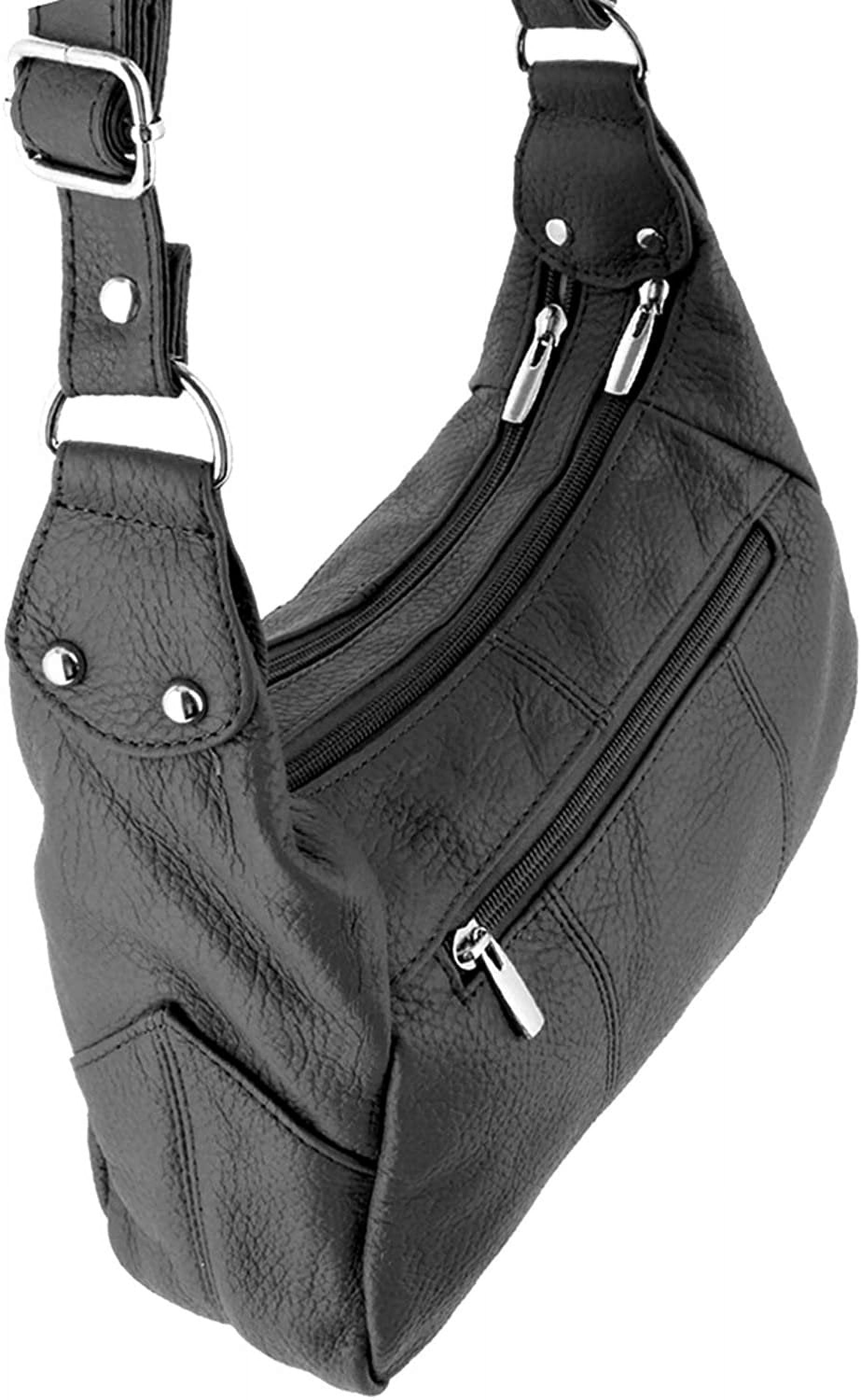 Women's Leather Medium Cross Body Purse Shoulder Ladies Handbag with Many Pockets