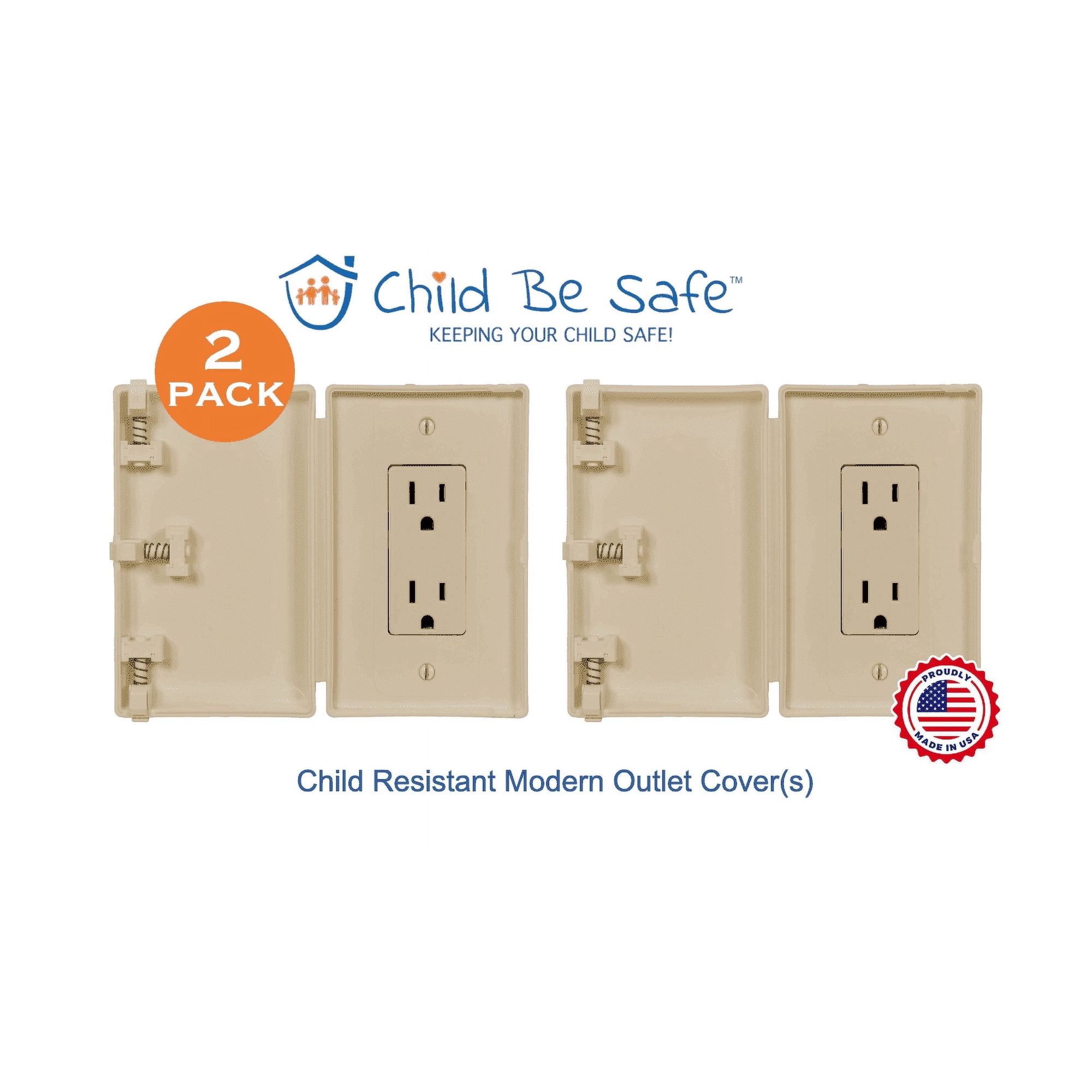 Child Be Safe Infant and Pet Proof Rocker Switch and Outlet Cover, Ivory, 2 Pack