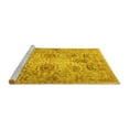 thumbnail image 2 of Ahgly Company Machine Washable Indoor Round Persian Yellow Traditional Area Rugs, 4' Round, 2 of 4