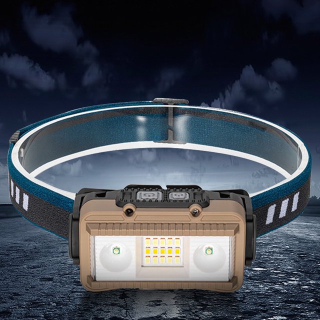 Linterna De Cabeza Reflector de Camping Antorcha Portátil Tipo C Carga 1800mAh (W6123A) Marrón