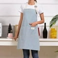 thumbnail image 2 of YiJuHui 3pcs Waterproof Striped Chef Apron with Pockets - Adjustable Kitchen Cooking Baking Bib for Adults - Cotton Linen Blend Protective Wear, 2 of 6