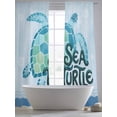thumbnail image 6 of Teal Sea Turtle Sheer Curtains 96 Inches Long 2 Panels Set, Window Sheer Curtains for Living Room/Bedroom, Coastal Ocean Summer Ocean Waves Light Filtering Rod Pocket Curtain 52''x96''x2, 6 of 8