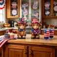 thumbnail image 5 of Nkmbld 2 Pcs 4th of July Highland Cow Figurines, Patriotic Table Wooden Ornaments Farmhouse Tiered Tray Decor for Tabletop Kitchen Office Desk Shelf, 5 of 8
