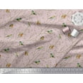 thumbnail image 3 of Soimoi Pink Cotton Voile Fabric Leaves & Flowerpecker Bird Print Fabric by Yard 42 Inch Wide, 3 of 3