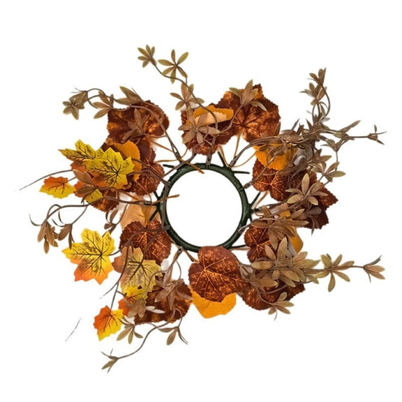 Hvmvliv 10 inch Halloween Maple Simulation Candle Wreath, Wear-resistant Plastic Decor for Table Harvest Family Gathering Decor Multicolor