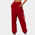 thumbnail image 2 of AherBiu Womens Cargo Sweatpants with 4 Pockets Drawstring Elastic High Waisted Sports Joggers Athletic Pants, 2 of 4