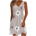 thumbnail image 2 of SOOMLON Mini Dresses for Women Summer Plus Size Sleeveless V Neck Floral Sundress Flowy Pleats Tank Dress Vacation Dress, 2 of 5