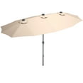 thumbnail image 2 of Patiojoy 15' Outdoor Solar LED Patio Double-Sided Market Umbrella Beige, 2 of 10