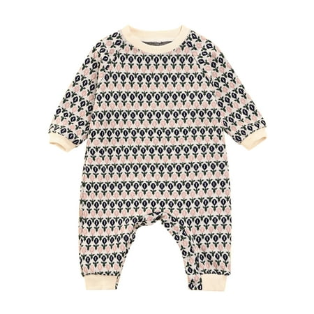 

Suanret Kids Baby Boys Girls Autumn Winter Knitting Romper Long Sleeve Flower Geometry Jumpsuit Clothes Blue 6-12 Months