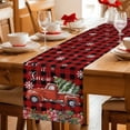thumbnail image 5 of Red Plaid Christmas Table Runner 36 Inches Long Farmhouse Dress Scarves, Truck Xmas Tree Snowflake Winter Poinsettia Dining Tablerunner for Coffee Table/Kitchen Island/Party Décor, Small 13" x 36", 5 of 8