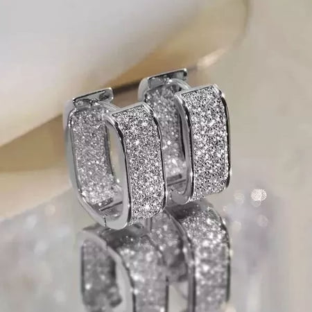 2.00 Ct Round Cut Cubic Zirconia Huggie Hoop Earrings for Women, 14K White Gold Over Sterling Silver