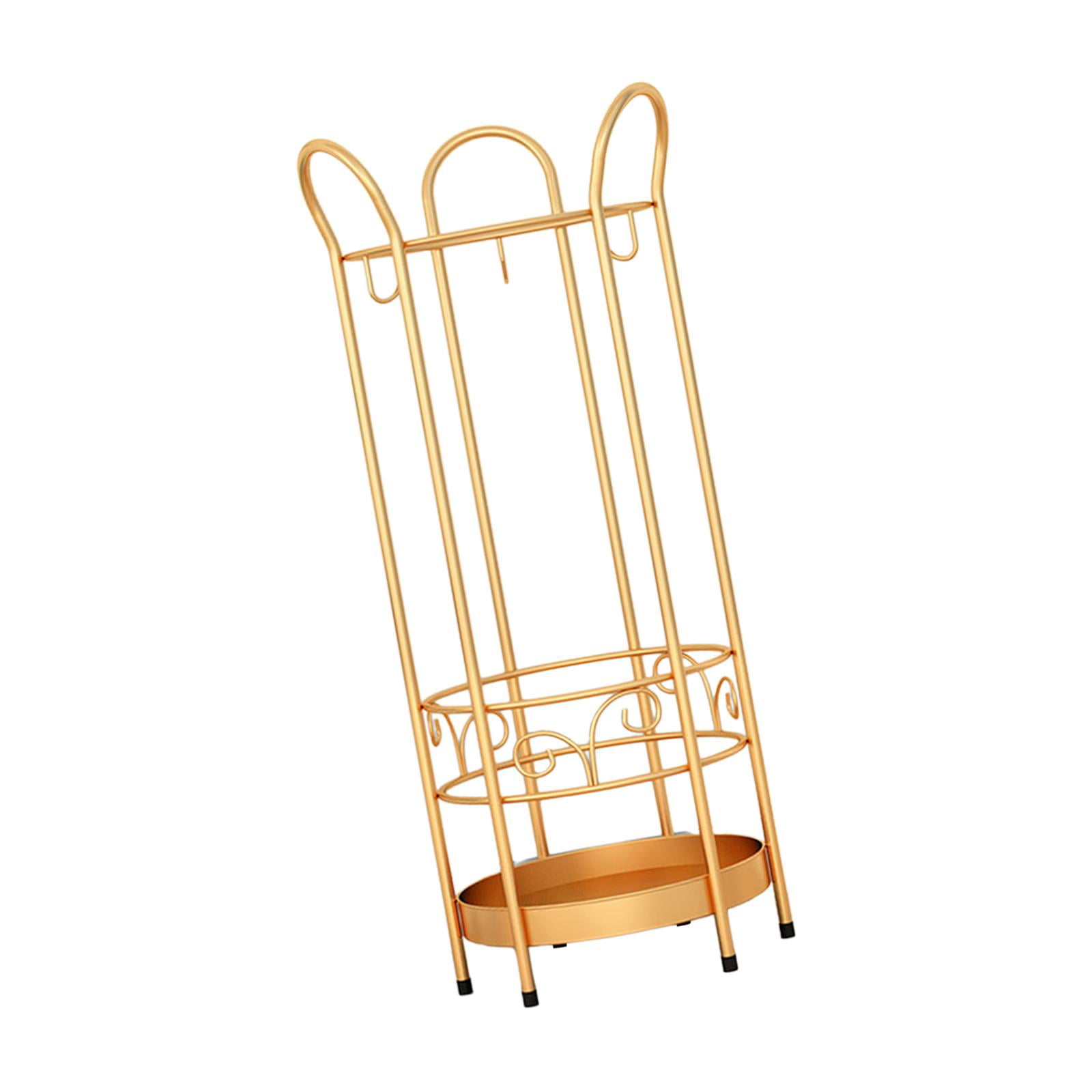 Fiocias Iron Round Umbrella Stand Rack Organizer 9.84x23.62inch Standing Umbrella Holder gold
