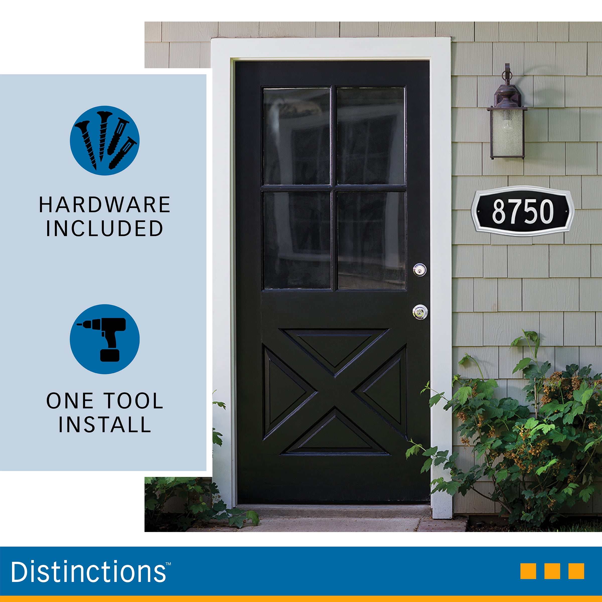 Distinctions Heritage Address, Silver and Black, Plastic and Zinc, 9" x 13", 1 Pack