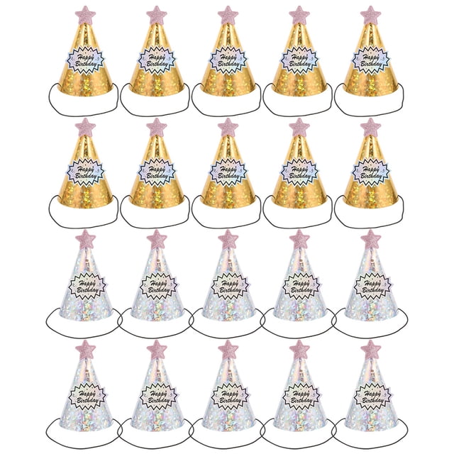 KAKOWELY 20 piezas de sombreros de cumpleaños para niños, sombreros de papel para fiestas de cumpleaños.