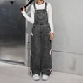 thumbnail image 2 of Hifoo Girls Denim Overalls Snowflake Washed Wide Leg Long Sleeve Jumpsuit With Bow Casual Fashion Teen Girls Stylish Child Solid Color One-Pieces, 2 of 6