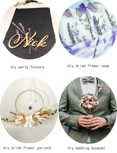 Bulk Natural Dried Flower Assortment for Vases, Including Roses and Mini Bouquets with Stems for DIY Home Decor and Crafts