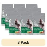(3 pack) Pure Balance Pro+ Indoor Weight & Hairball Care Chicken & Brown Rice Dry Cat Food, 7 lbs