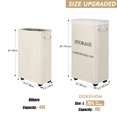 thumbnail image 3 of DOKEHOM 29-Inches Slim Laundry Basket on Wheels, Collapsible Rolling Laundry Hamper, Foldable Narrow Corner Clothes Storage Bins (Beige), 3 of 9