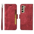 thumbnail image 2 of Dteck Fit for Samsung Galaxy S21 FE (6.4 inch ) Wallet Phone Case with Wrist Strap,Shockproof Premium PU Leather Magnetic Clasp ID Credit Card Holder Slots Flip Stand Protective Phone Cover,Red, 2 of 15