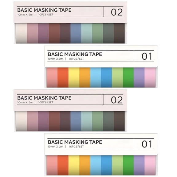 4 Pcs Washi Tape, Candy Colors, Narrow Decorative Masking Tape, Reusable Easy Tear Craft Adhesive for Journaling, Scrapbooking, Art & Study Supplies