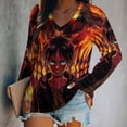 thumbnail image 2 of Attack On Titan Womens T Shirts V Neck Long Sleeve Tops Causal Loose Summer T-Shirts S, 2 of 7