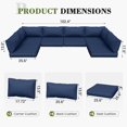 thumbnail image 7 of Poteban Outdoor Cushions for Patio Furniture Replacement, Waterproof Patio Furniture Cushions, Deep Seat Patio Cushions, Patio Seat Cushions for Outdoor Sectional (Navy Blue), 7 of 7
