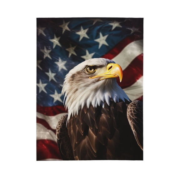 PHELIKA Eagle And American Flag 02 All Season Soft Throw Blanket Lightweight Flannel Fleece Blankets 50"x40"
